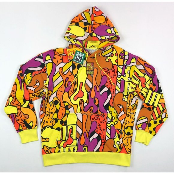 Puma Other - Puma x Romero Britto Art Series AOP Mens Small Yellow Pullover Hoodie Sweatshirt